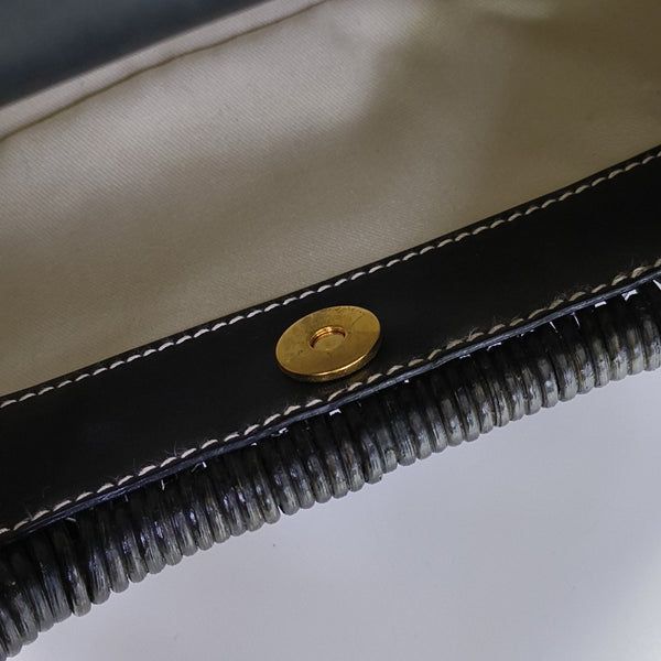 Straw Top Handle Bag Black