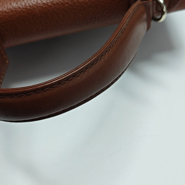 Calfskin Top Handle Bag Brown
