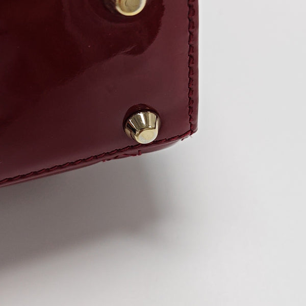 Lady Dior Mini Piel Charol Acolchada Roja