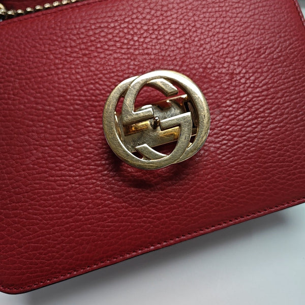 Interlocking G Small Calfskin Red