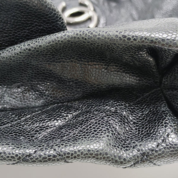 Quilted Grained Calfskin Shoulder Bag Black