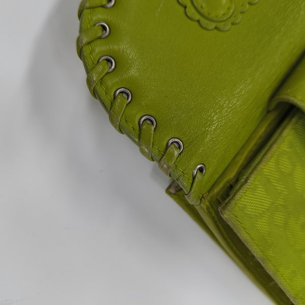 Oblique Leather Wallet Green