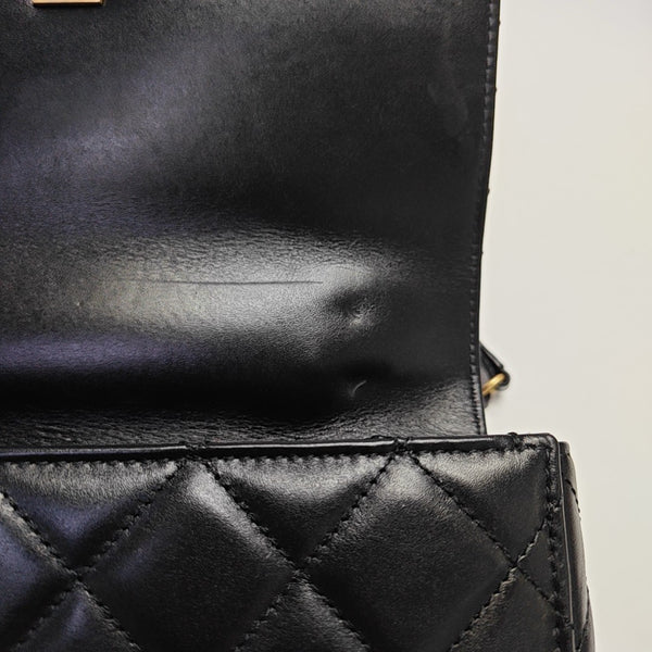 Quilted Calfskin Shoulder Bag Small Black