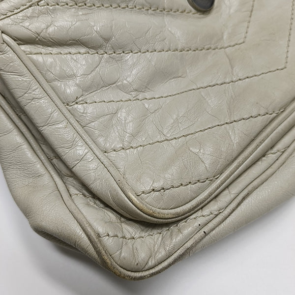 NIKI Medium Chevron Calfskin White