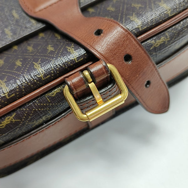 Coated Canvas Crossbody Bag Brown