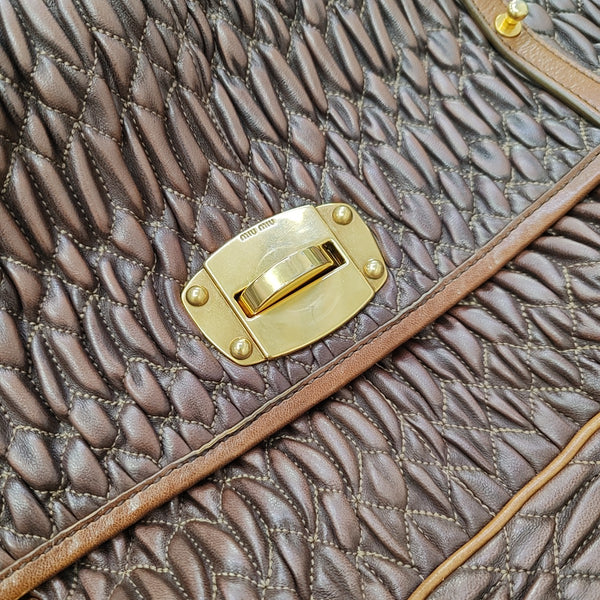 Crystal Quilted Lambskin Brown