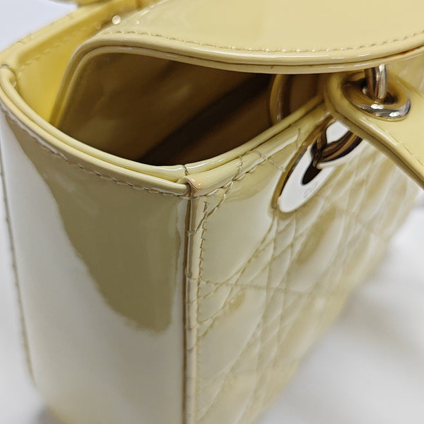 Lady Dior Small Cannage Patent Leather Yellow