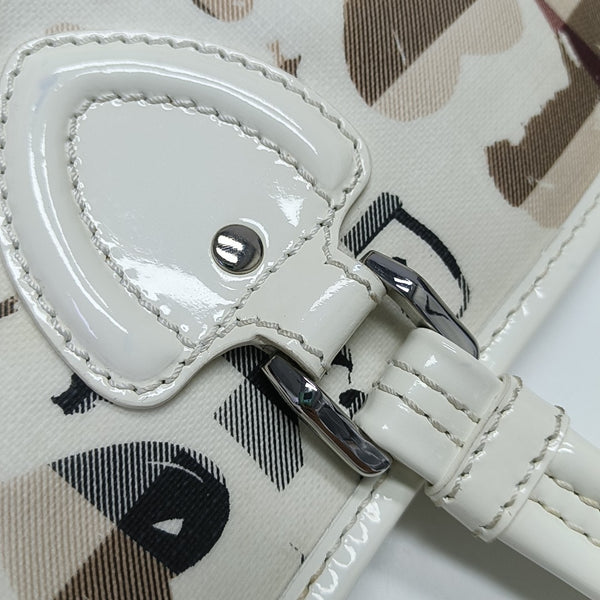 Coated Canvas Top Handle Bag White