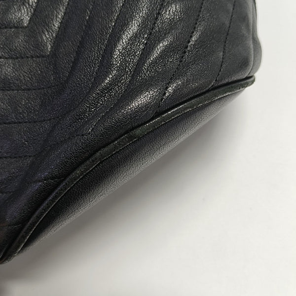 Chevron Calfskin Bucket Bag Black