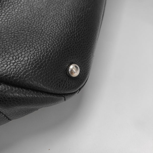 Quilted Grained Calfskin Tote Bag Black
