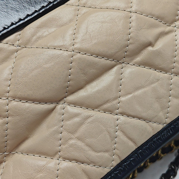 GABRIELLE Small Quilted Calfskin Beige