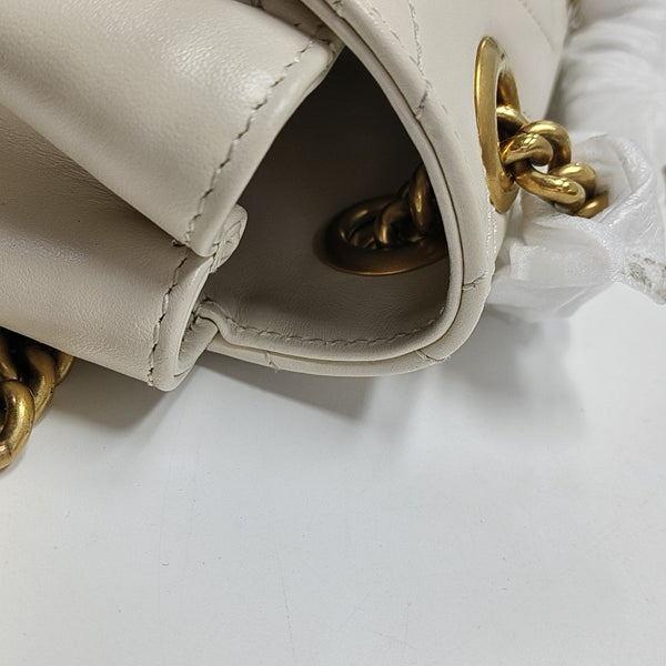 GG Marmont Mini Quilted Calfskin White