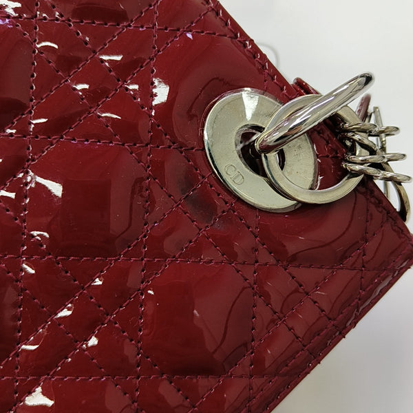 Lady Dior Medium Cannage Patent Leather Red