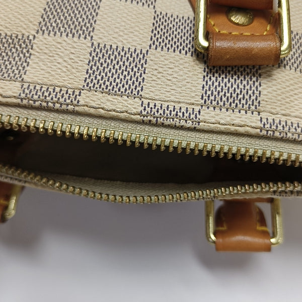 SPEEDY 25 Lona revestida Damier Azur Blanca