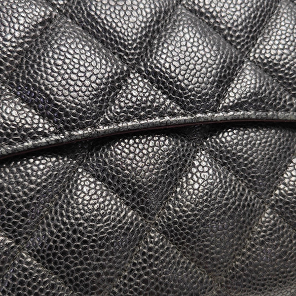 Quilted Grained Calfskin Shoulder Bag Large Black