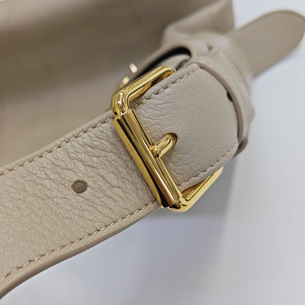 Cannage Calfskin Top Handle Bag Medium Beige