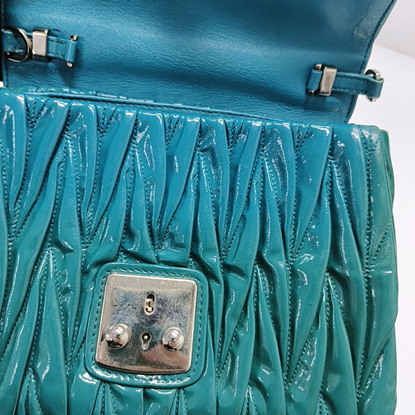 Quilted Patent Leather Shoulder Bag Green