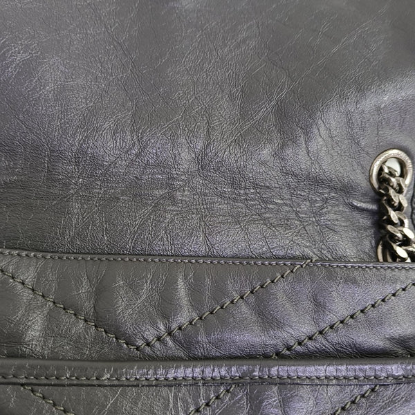 NIKI Medium Chevron Calfskin Gray