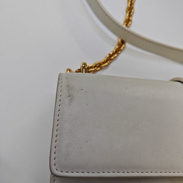 30 Montaigne East-West Mini Calfskin White