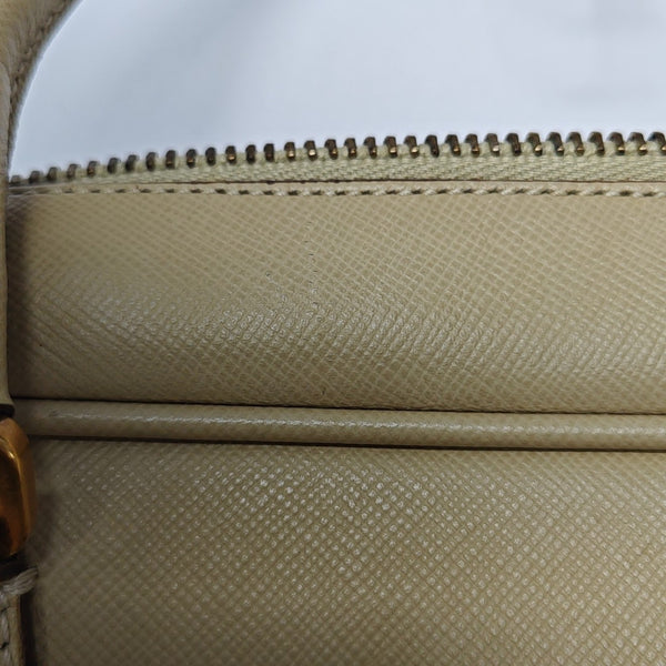 Leather Top Handle Bag Beige