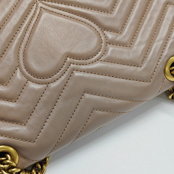 GG Marmont Medium Quilted Calfskin Gray