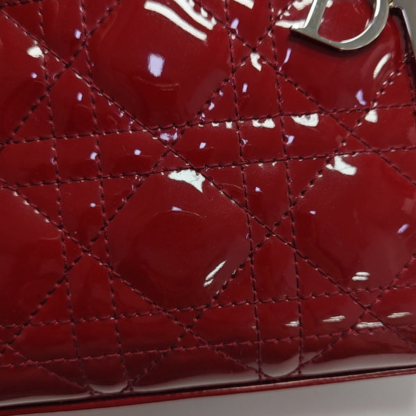 Lady Dior Mini Cannage Patent Leather Red