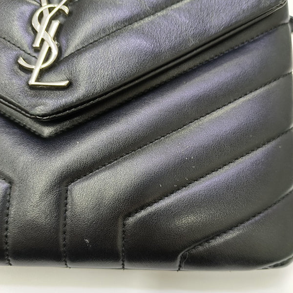 Chevron Calfskin Shoulder Bag Black
