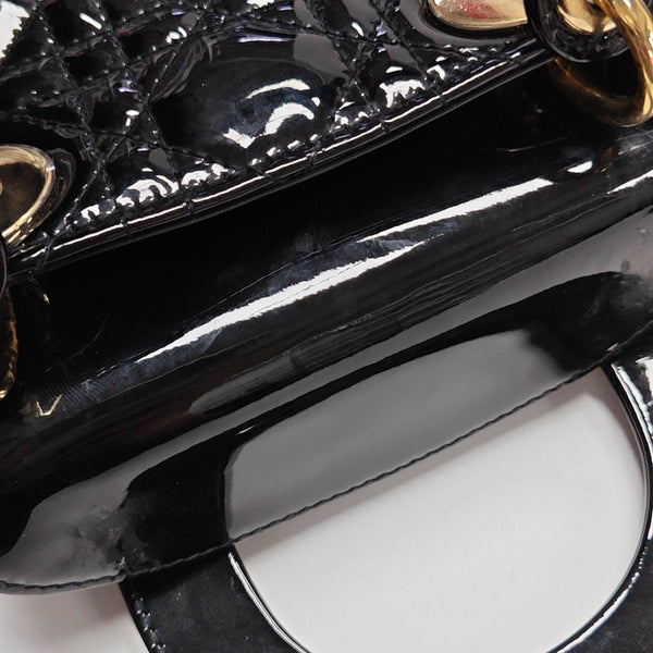 Lady Dior Mini Quilted Patent Leather Black