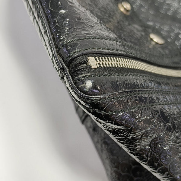 Patent Leather Top Handle Bag Black