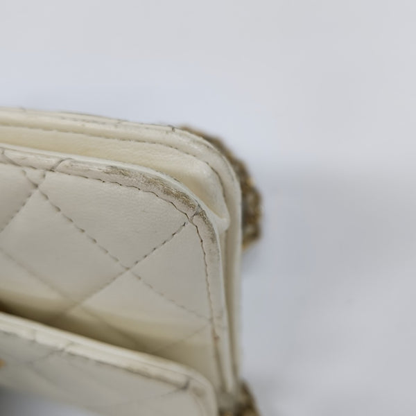 Quilted Lambskin Shoulder Bag White