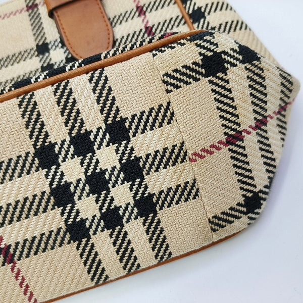 Fabric Top Handle Bag Brown