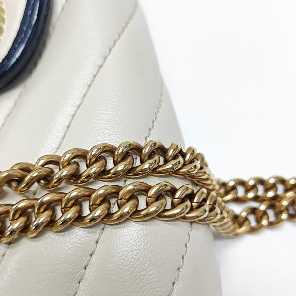 Authenticated pre-owned GG Marmont Mini Quilted Calfskin White - Crossbody Bag at Looply