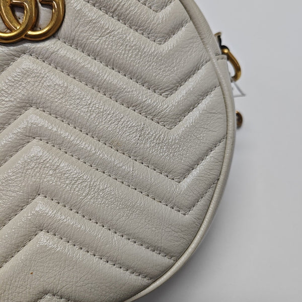 GG Marmont Mini Quilted Calfskin White