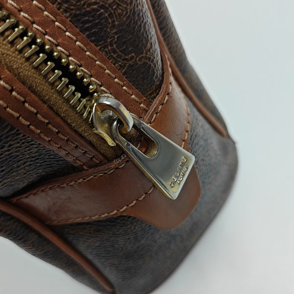 Coated Canvas Top Handle Bag Brown