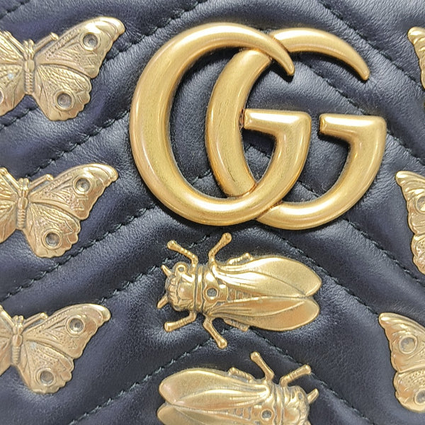 GG Marmont Súper Mini Piel de Becerro Acolchada Negra