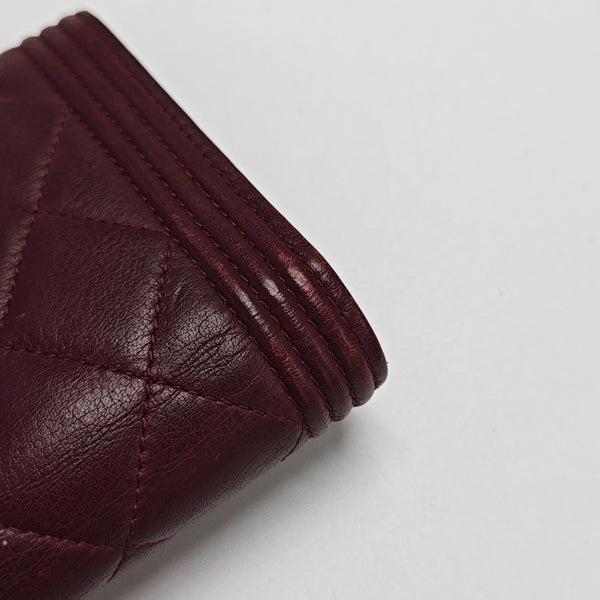 BOY CHANEL Mini Quilted Calfskin Red Wallet