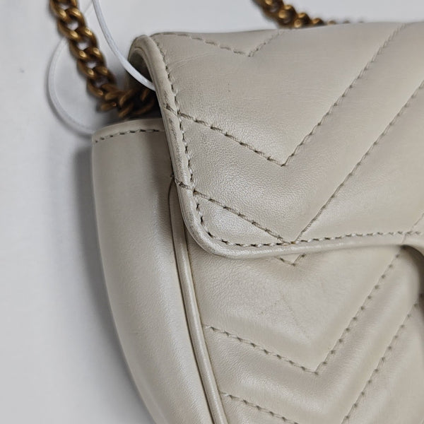 GG Marmont Mini Quilted Calfskin White