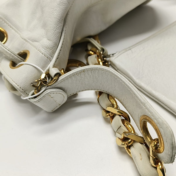 DRAWSTRING Quilted Calfskin White