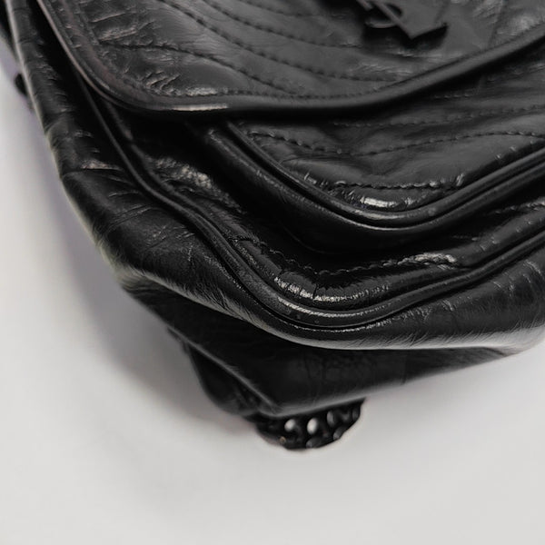 NIKI Medium Chevron Calfskin Black