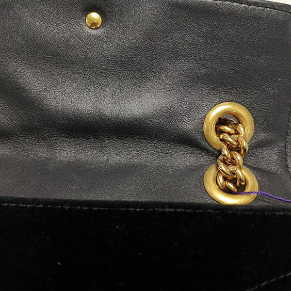 GG Marmont Small Quilted Velvet Black