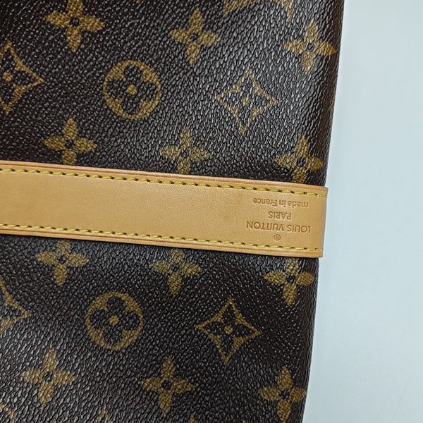 KEEPALL 55 Monogram Coated Canvas Brown