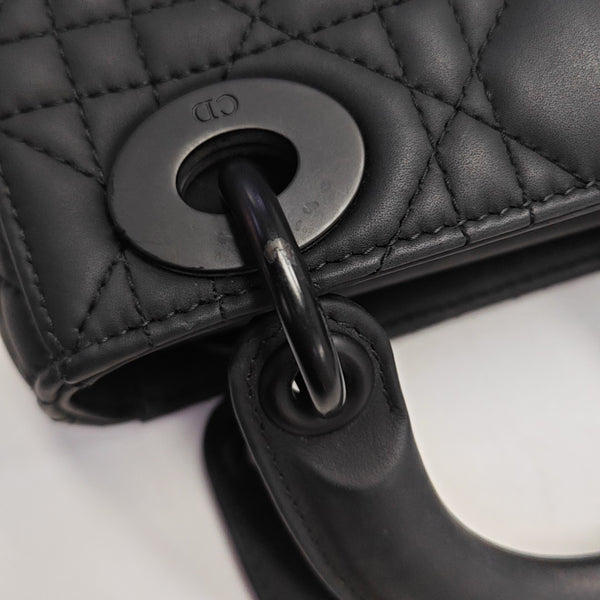 Lady Dior Mini Cannage Calfskin Black
