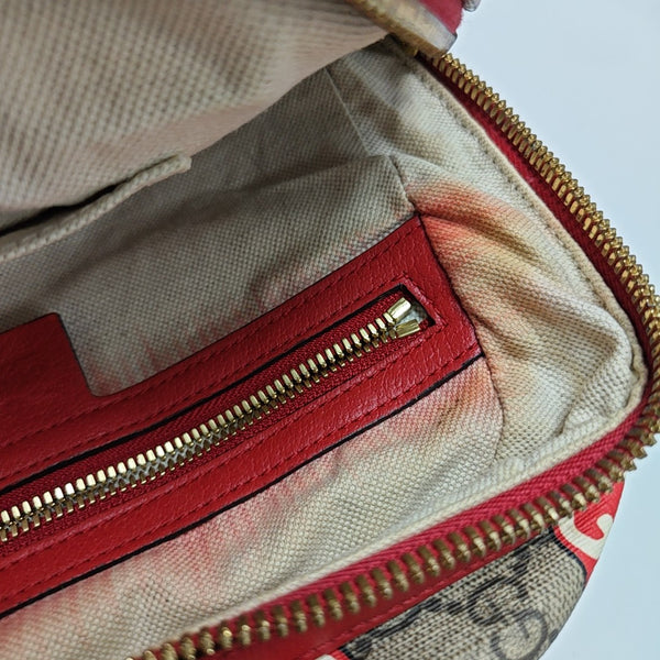 GG Supreme Small Monogram Coated Canvas Beige