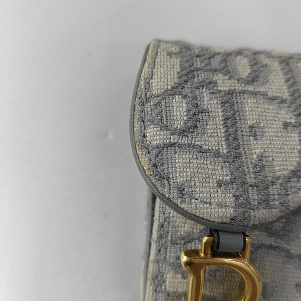 Saddle Mini Oblique Canvas Gray Wallet