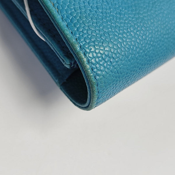 Grained Calfskin Wallet Blue