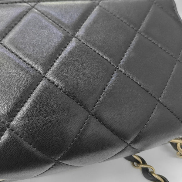 Quilted Lambskin Shoulder Bag Mini Black