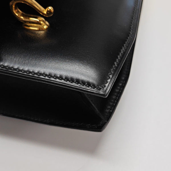Box Calf Shoulder Bag Black