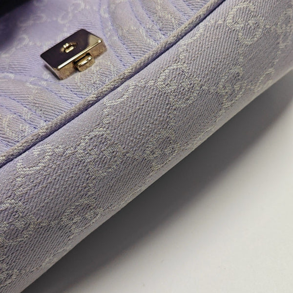 GG Marmont Medium Quilted Denim Purple