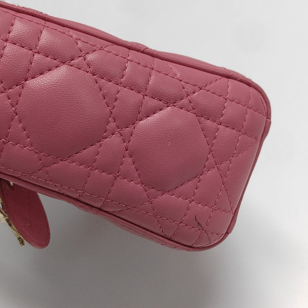 Lady Dior Mini Cannage Lambskin Red