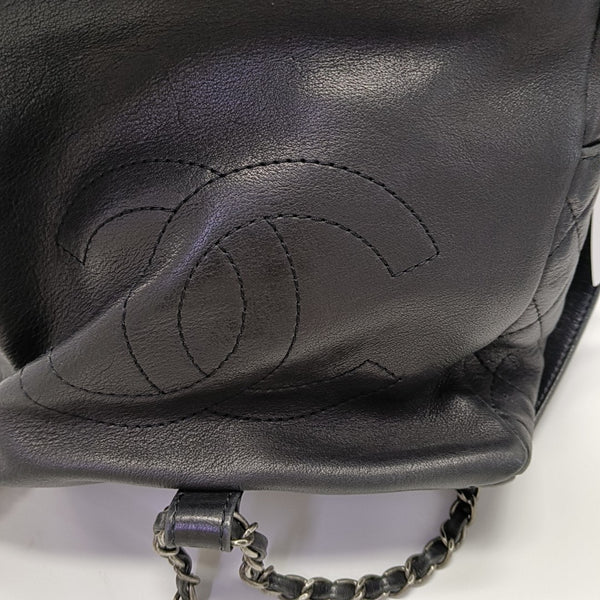Quilted Calfskin Backpack Black